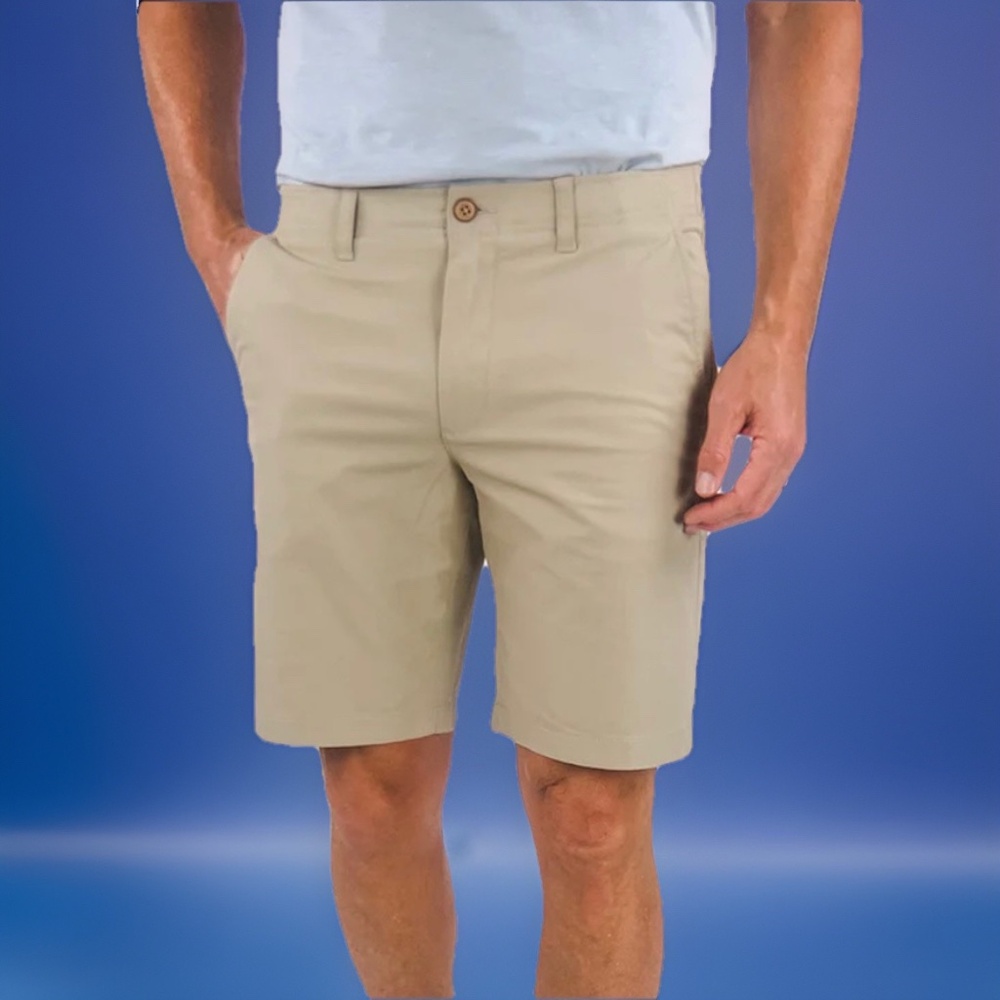 Tailor Vintage Size 40 New Canaan Modern Khaki Slim Stretch Shorts 9” Inseam